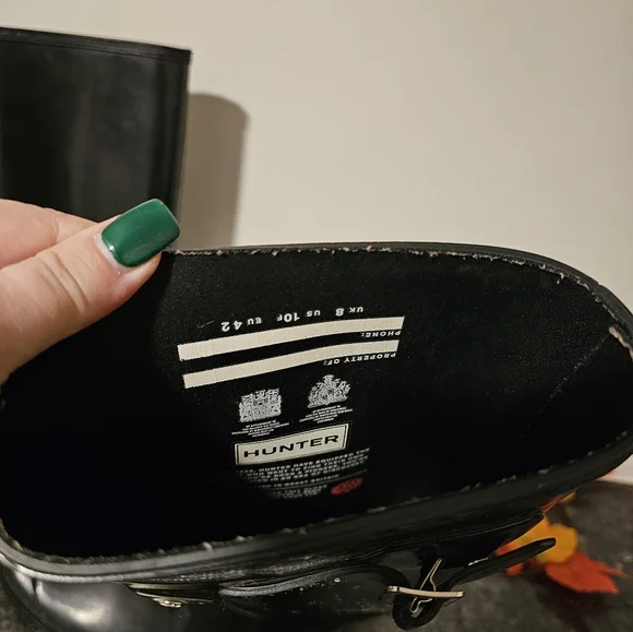 HUNTER Tall Boots Black Gloss Rubber Rain 1956 - Picture 5 of 8